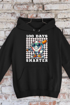 100 Days Smarter Baseball Bat 100 Days of School Boys Kids Hoodie - Clomic Store