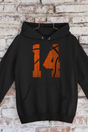 14th Birthday Party Fourteen 14 Year Old Basketball Bday Boy Hoodie